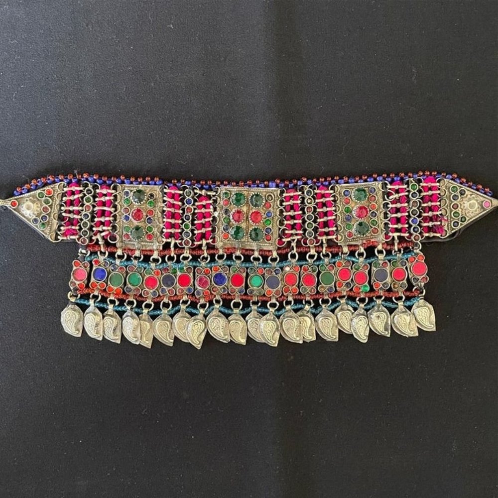 Traditional Afghan Vintage Statement Choker Necklace- Afghan Silver Jewelry - Picture 2 of 2